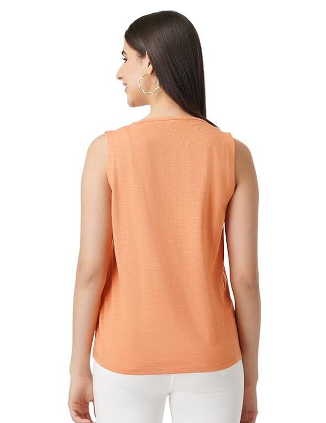 fyltr Women's 100% Cotton SleevelessV-Neck Regular Fit Top - Image 2